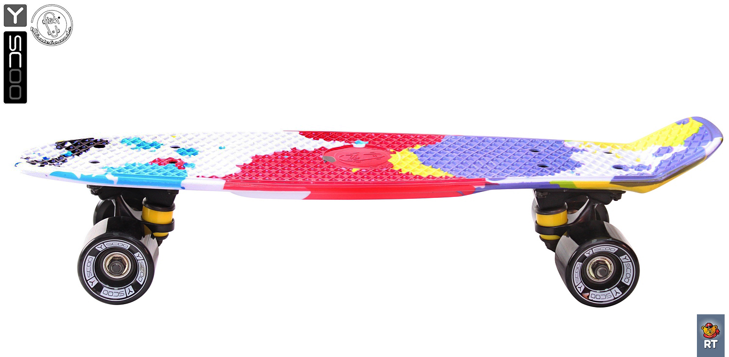 Скейтборд виниловый Y-Scoo Fishskateboard Print 22" 401G-Sp с сумкой, дизайн Брызги  